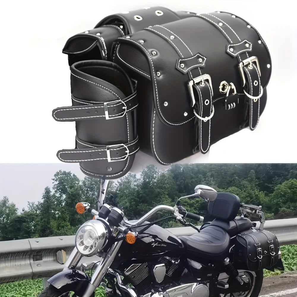 Paire de Sacoches cavalières latérales moto – Rigides vintage en cuir  – TheRiderBag™