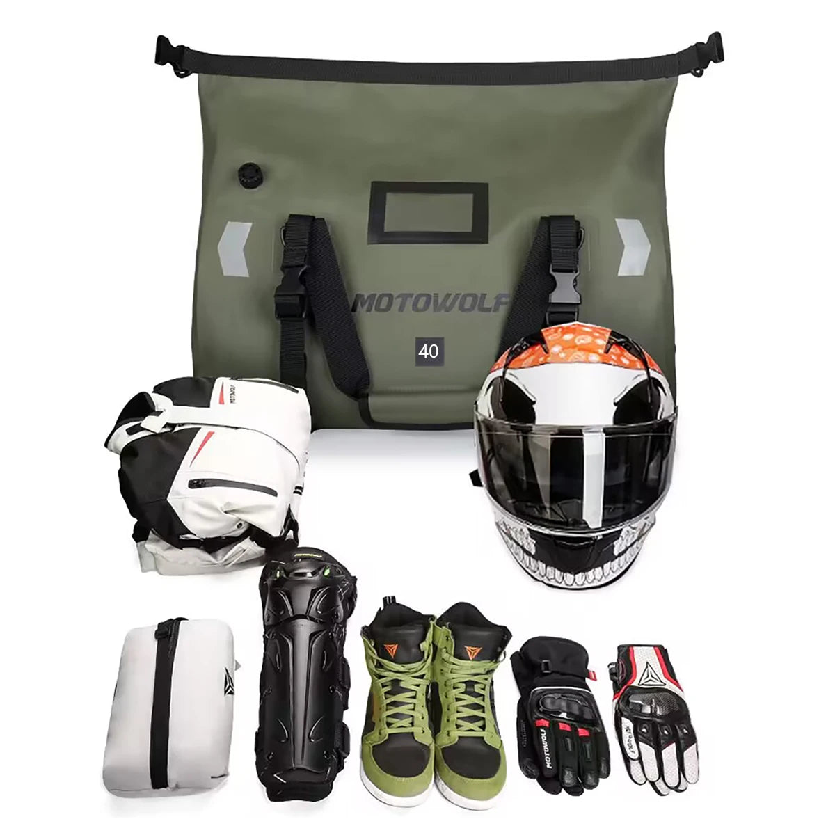 Sacoche de selle étanche moto – 66L roll-top & haute résistance – TheRiderBag™