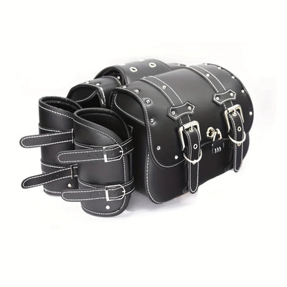 Paire de Sacoches cavalières latérales moto – Rigides vintage en cuir  – TheRiderBag™