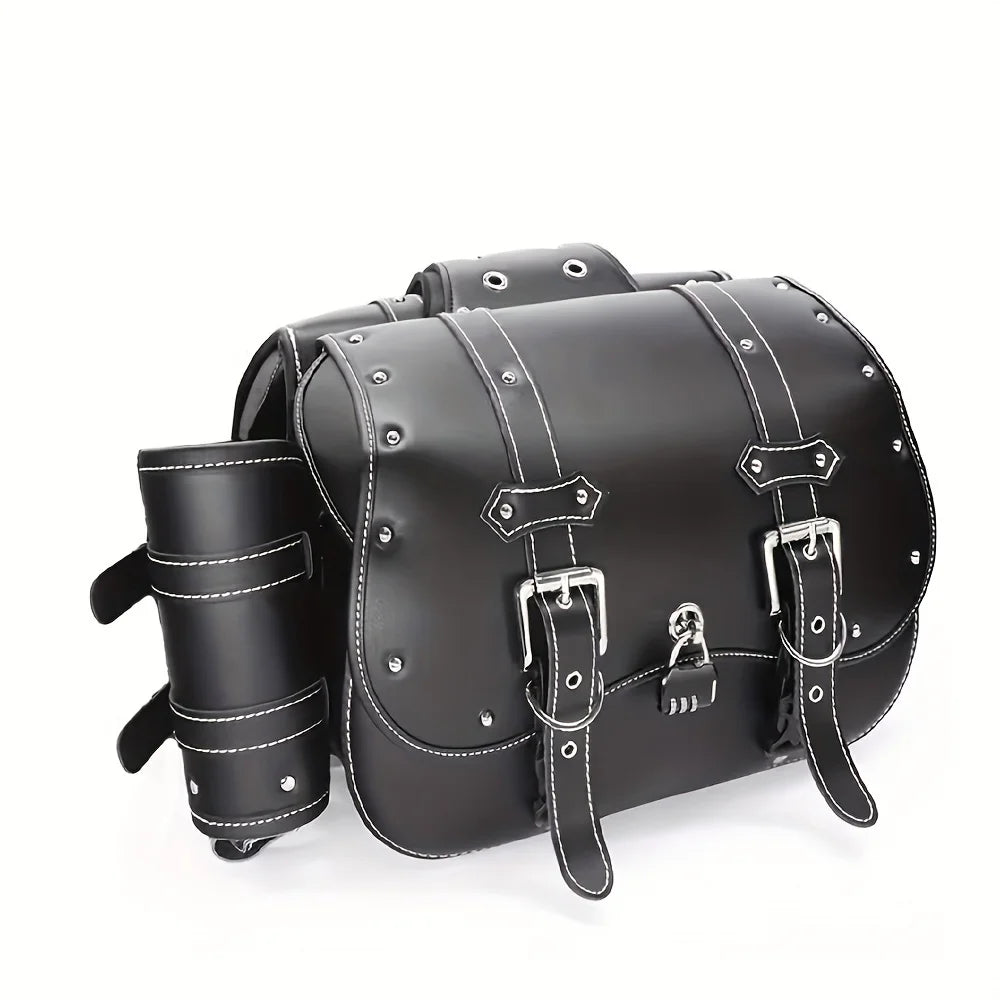 Paire de Sacoches cavalières latérales moto – Rigides vintage en cuir  – TheRiderBag™