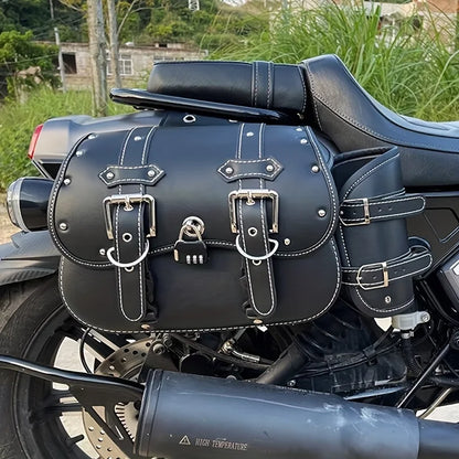 Paire de Sacoches cavalières latérales moto – Rigides vintage en cuir  – TheRiderBag™