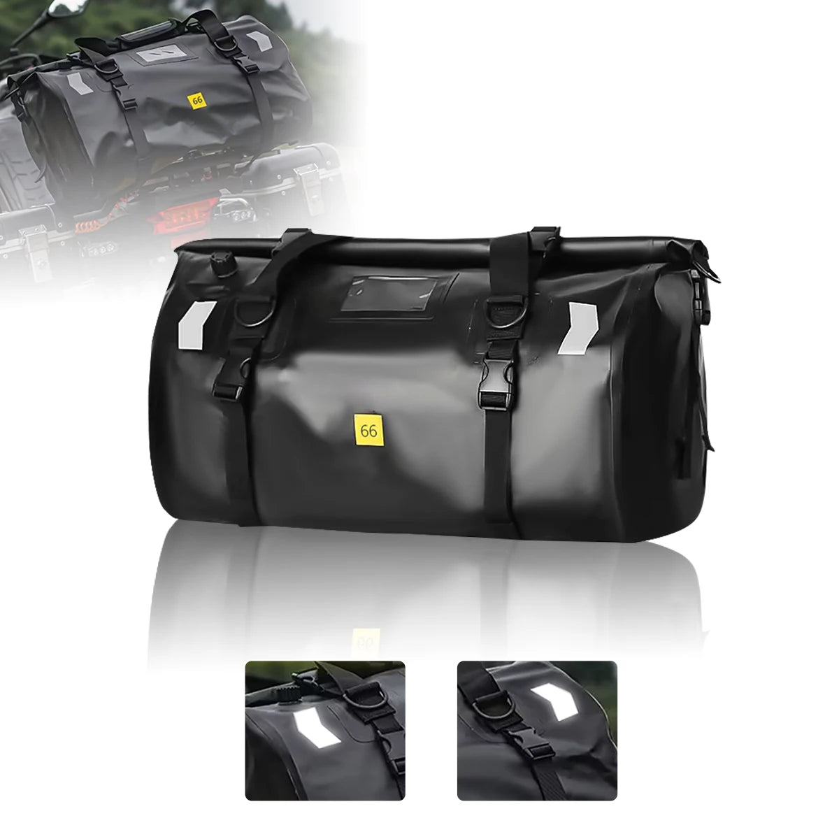 Sacoche de selle étanche moto – 66L roll-top & haute résistance – TheRiderBag™