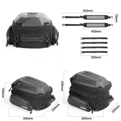 Sacoche de selle moto extensible – 12 à 18 L avec coque EVA – TheRiderBag™