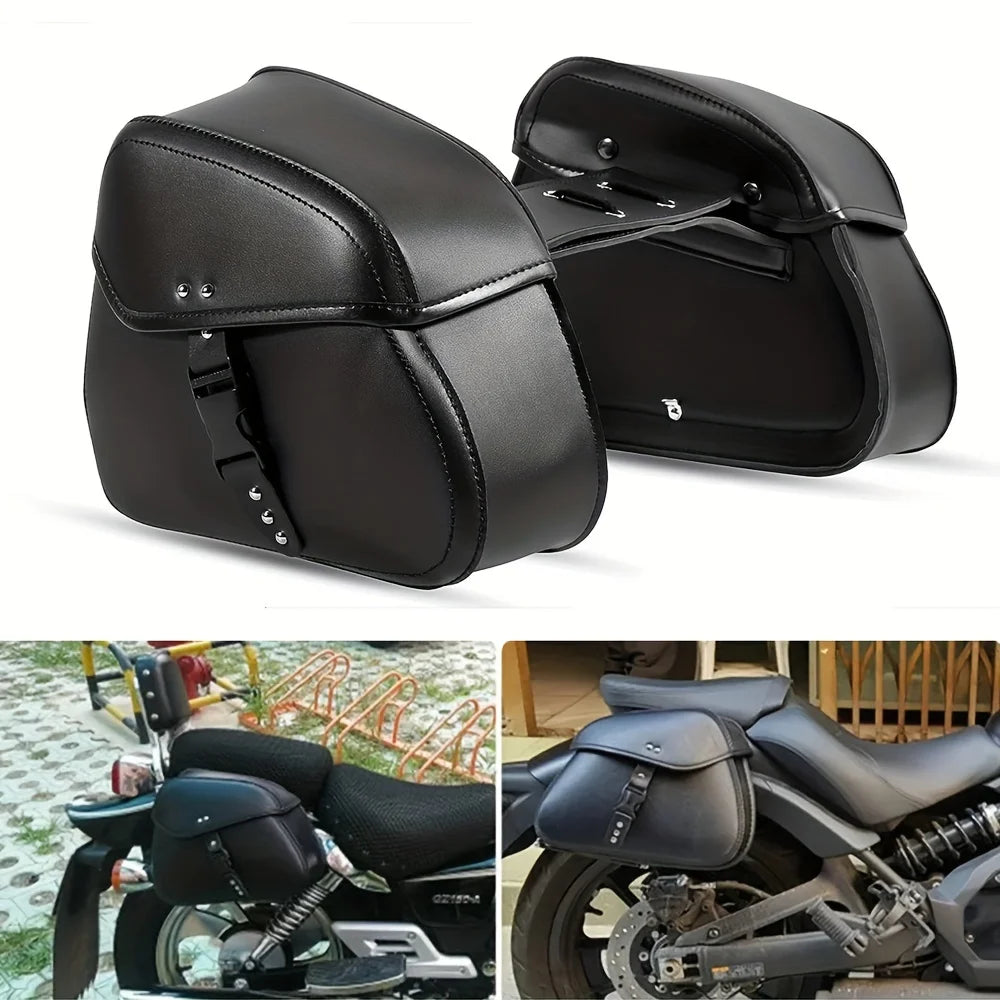 Paire de Sacoches scavalières latérales moto Cuir souple  – TheRiderBag™