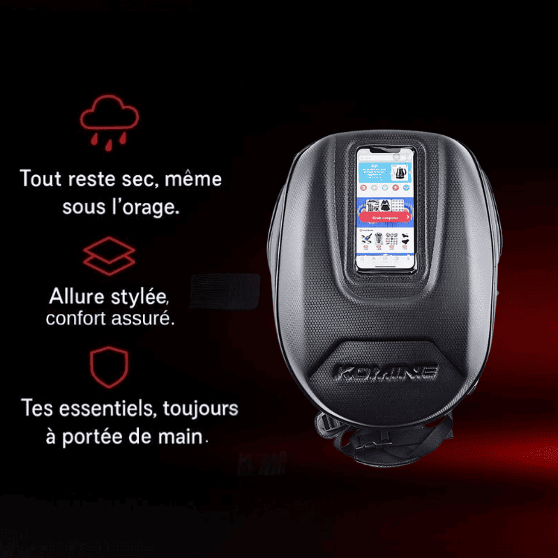 Sacoche réservoir moto aimantée rigide étanche avec écran tactile GPS | TheRiderBag™
