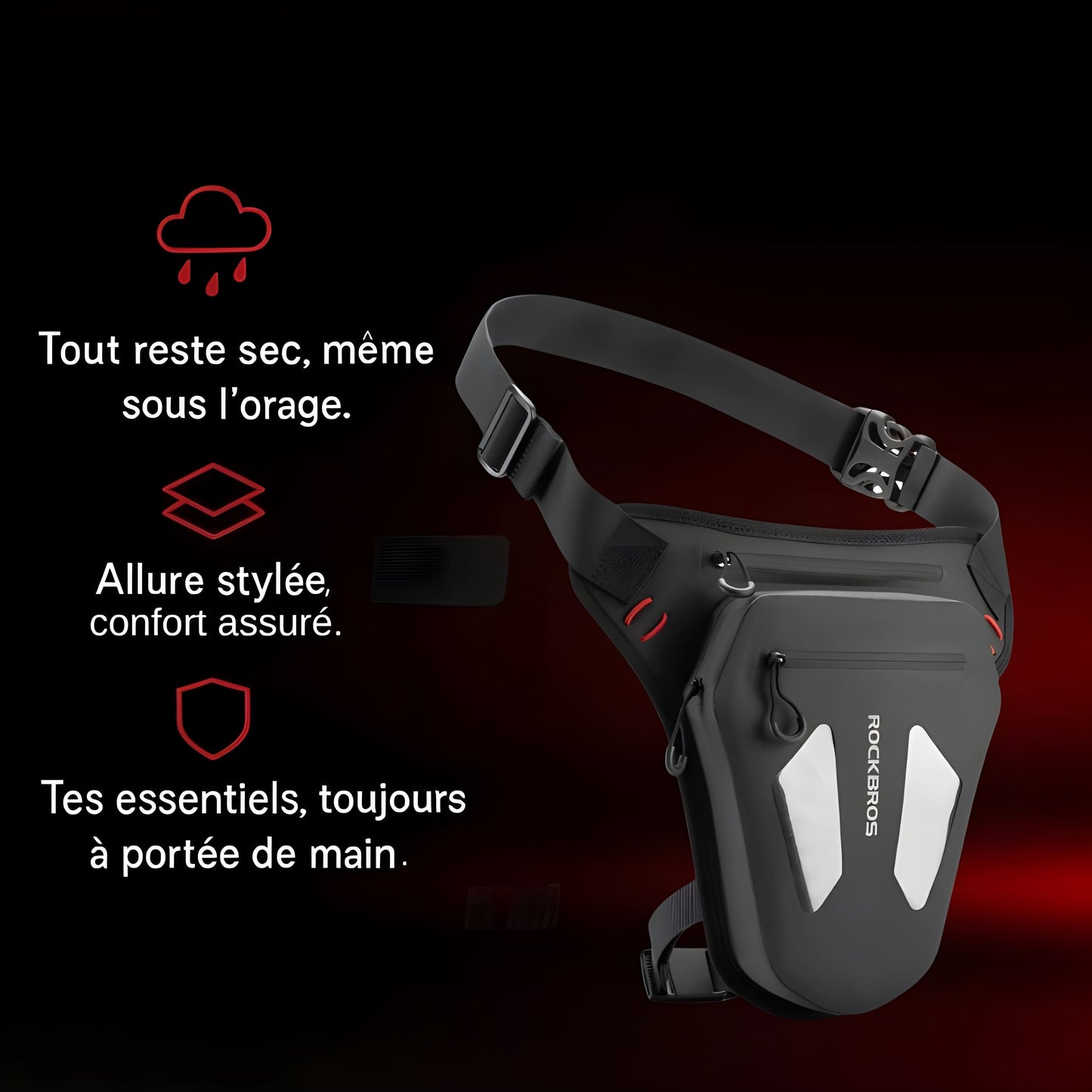 Sacoche de jambe moto étanche ultra légère réglable  | TheRiderBag™