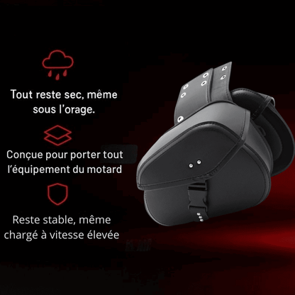 Paire de Sacoches scavalières latérales moto Cuir souple  – TheRiderBag™