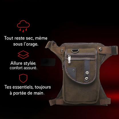 Sacoche de jambe moto en toile – Ceinture & cuisse, style casual | TheRiderBag™