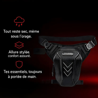 Sacoche de jambe moto Tactique étanche avec coque carbone | TheRiderBag™