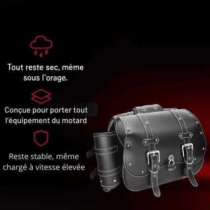 Paire de Sacoches cavalières latérales moto – Rigides vintage en cuir  – TheRiderBag™